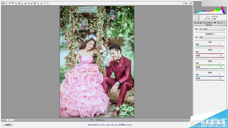 Photoshop调出外景影楼婚纱照片高质量质感肤色效果16