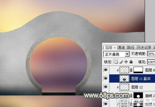 Photoshop合成唯美的江南古典园林拱门美景教程17