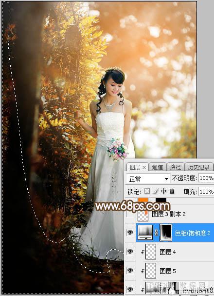 Photoshop将树林婚片调制出灿烂的阳光暖色24