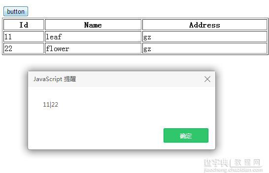 jQuery实现获取table表格第一列值的方法1