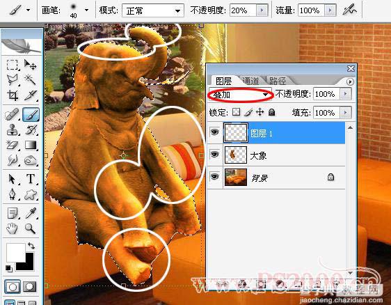 photoshop 合成沙发上看电视的小象7