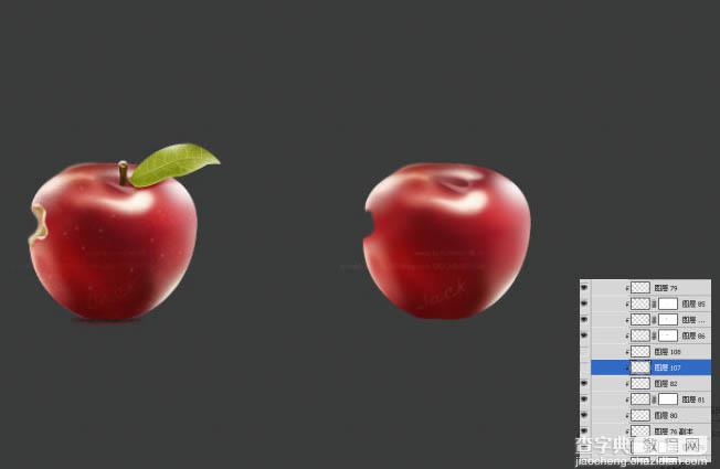 Photoshop绘制出有缺口的红色苹果图标6