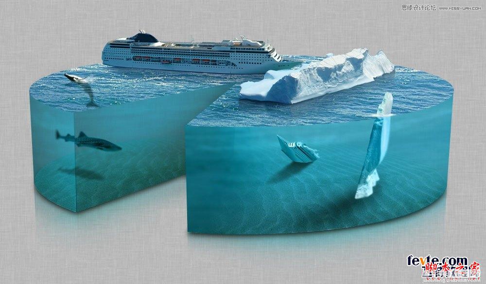photoshop使用自带的3D工具制作一块立体海洋10
