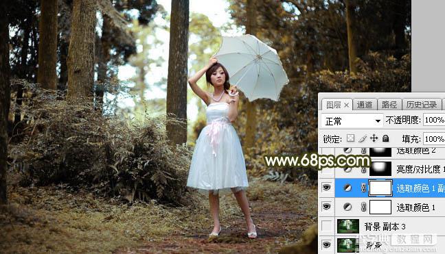 Photoshop调制出昏暗的黄褐色逆光丛林人物图片6