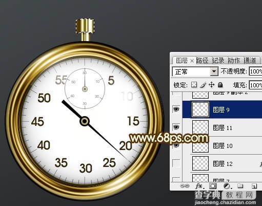 Photoshop打造一个逼真的金属效果计数秒表29