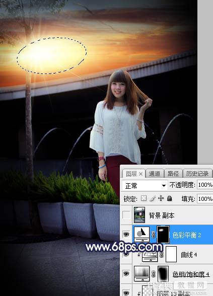 Photoshop调制出晨曦暖色高架桥下面的美女图片38