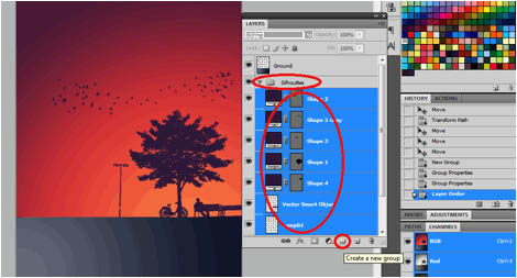 PS利用形状及画笔制作漂亮的剪影海报10