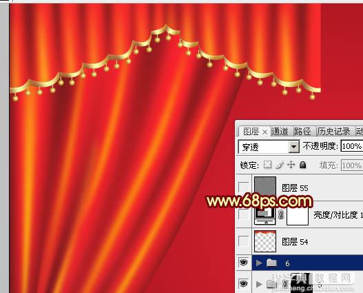 Photoshop设计制作喜庆华丽的红色金边帷幕38
