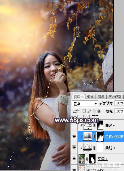 Photoshop调制出温馨的暖色霞光色围墙边的人物图片28