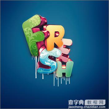 Photoshop扭曲变换制作时尚3D特效字1