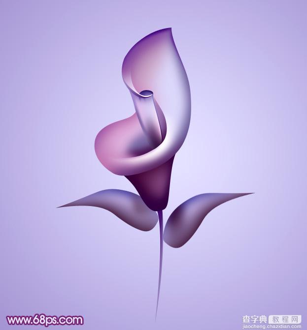 Photoshop设计制作出漂亮的紫色3D马蹄莲花朵1