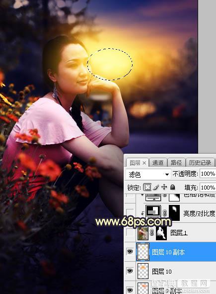 Photoshop调制出晨曦和逆光效果花坛边的人物图片22