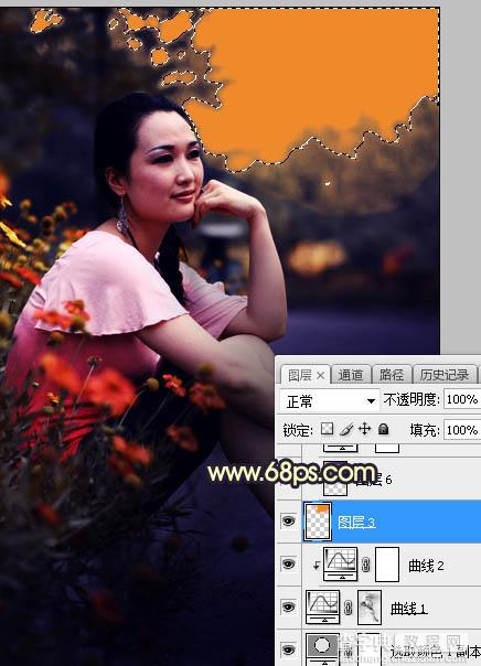 Photoshop调制出晨曦和逆光效果花坛边的人物图片13