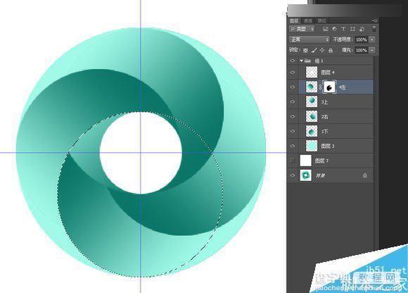 Photoshop制作三维立体风格的绿色圆形旋涡图形图标11