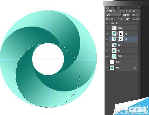 Photoshop制作三维立体风格的绿色圆形旋涡图形图标12