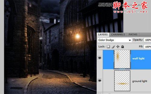 Photoshop创建逼真的夜晚路灯效果5