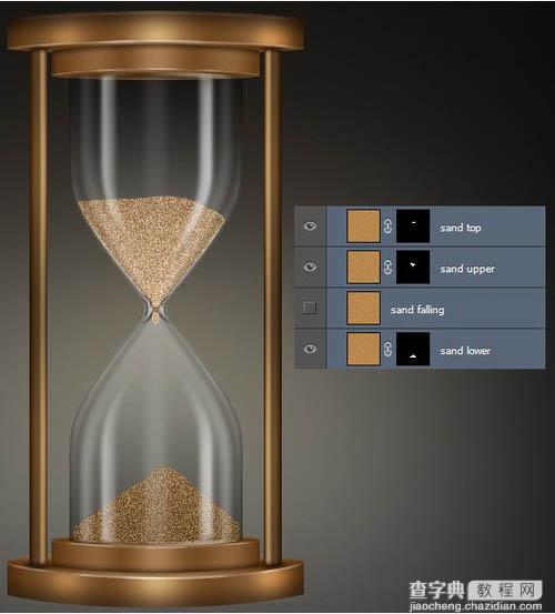 Photoshop设计制作细腻逼真的古铜色沙漏71