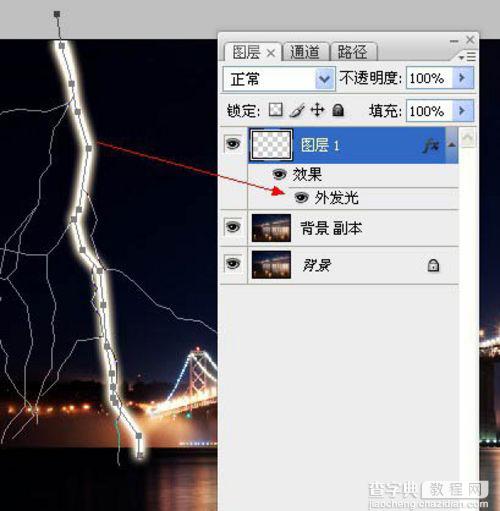 PS用路径来制作逼真的闪电效果10