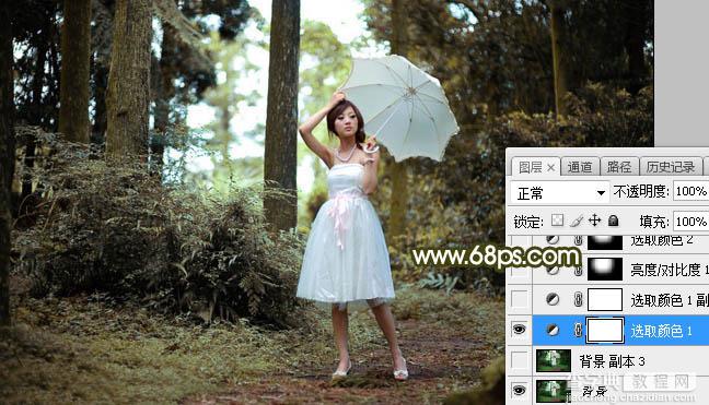 Photoshop调制出昏暗的黄褐色逆光丛林人物图片5