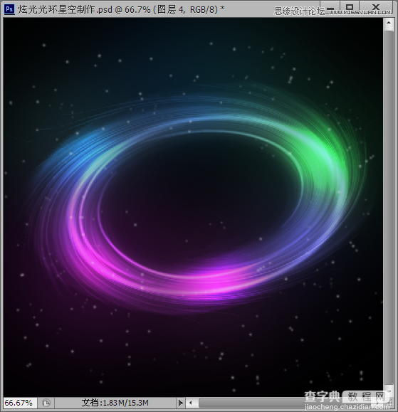 Photoshop滤镜制作绚丽抽象的光环星空特效25
