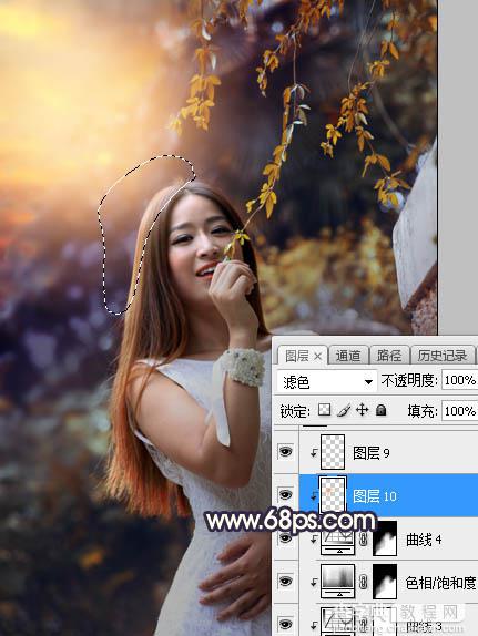 Photoshop调制出温馨的暖色霞光色围墙边的人物图片31