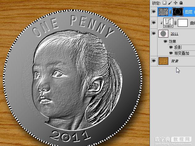 Photoshop将利用滤镜及图层样式制作出逼真的金色硬币效果21