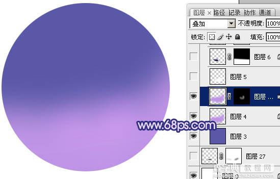 Photoshop制作出光感漂亮的紫色立体水晶球5