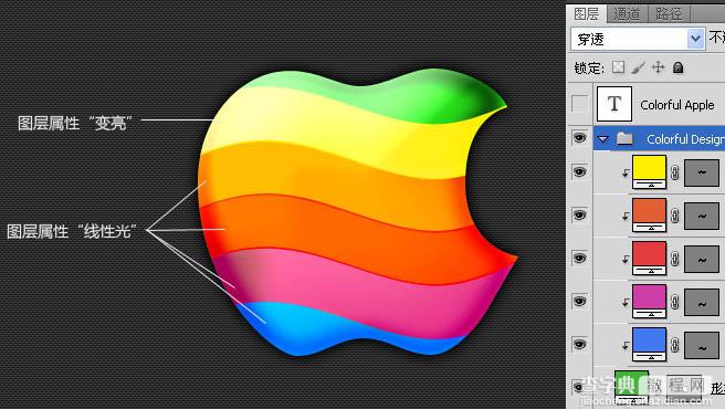 Photosho打造简单的彩色条纹苹果9