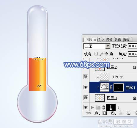 Photoshop设计制作出一个精致的玻璃温度计图标23