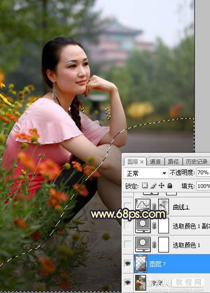 Photoshop调制出晨曦和逆光效果花坛边的人物图片3