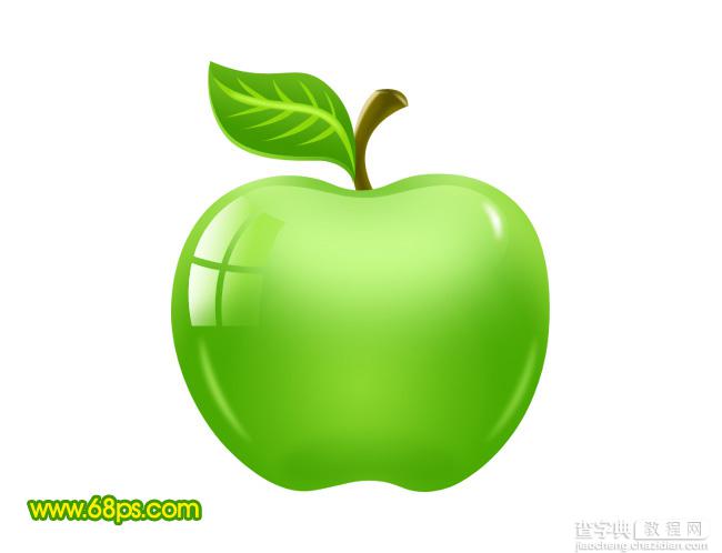 ps 绘制一个简单的绿色晶莹剔透的水晶苹果图标1