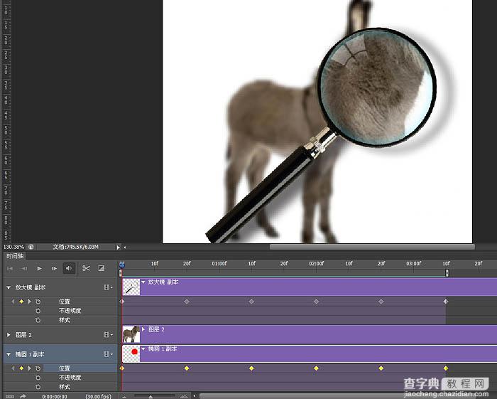 PS教程：制作有趣的放大镜扫视小毛驴图片动画效果教程15