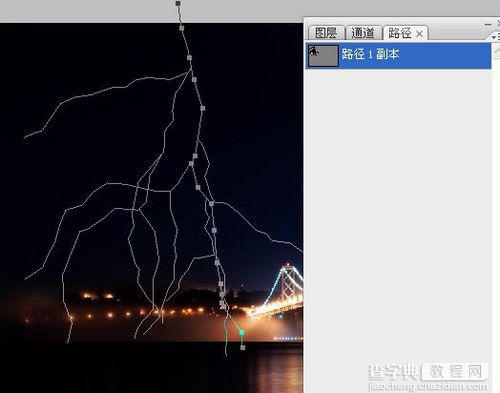 PS用路径来制作逼真的闪电效果6