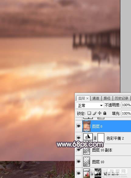 Photoshop调制出暗调暖色晨曦湖边人物图片8