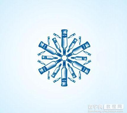 photoshop 利用酒瓶制作创意的雪花图案1