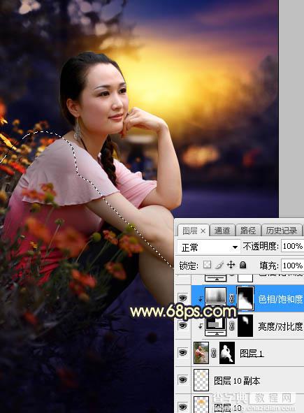 Photoshop调制出晨曦和逆光效果花坛边的人物图片27