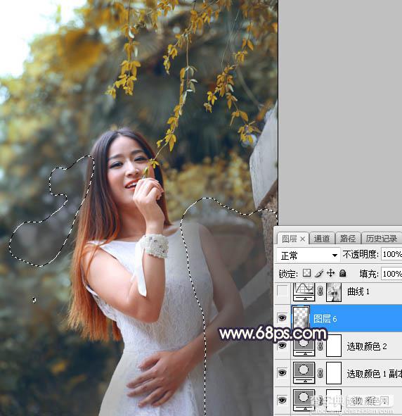 Photoshop调制出温馨的暖色霞光色围墙边的人物图片13