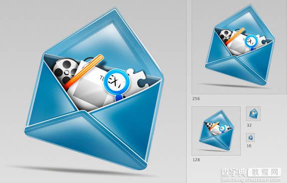 Photoshop 打造精致的蓝色邮件图标34