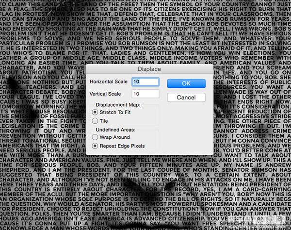 photoshop利用置换滤镜快速制作密密麻麻的文字人像8