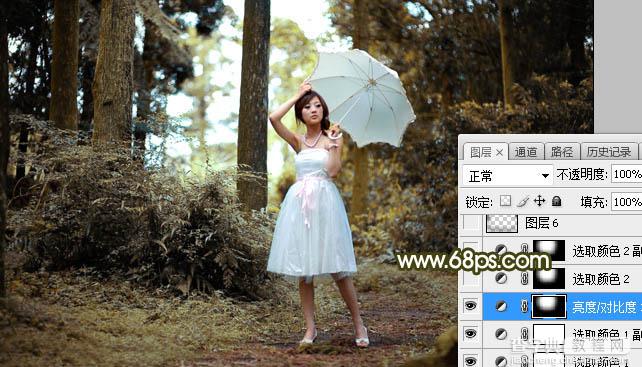 Photoshop调制出昏暗的黄褐色逆光丛林人物图片9