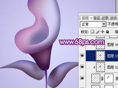 Photoshop设计制作出漂亮的紫色3D马蹄莲花朵30
