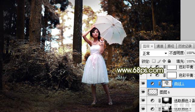 Photoshop调制出昏暗的黄褐色逆光丛林人物图片17