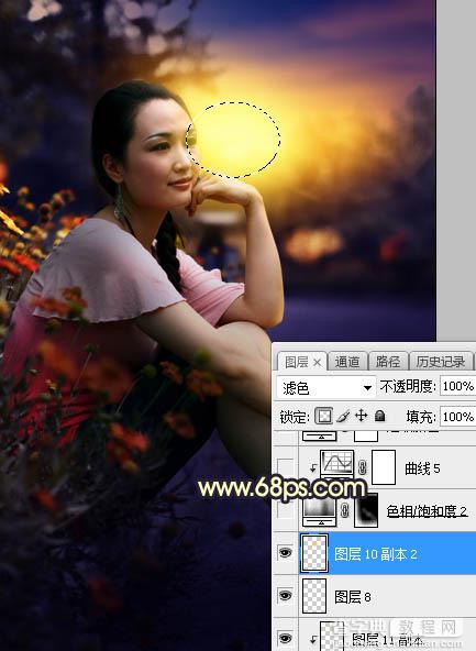 Photoshop调制出晨曦和逆光效果花坛边的人物图片31