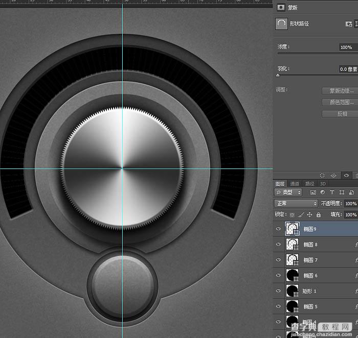 Photoshop设计制作黑色科技感旋转按钮图标44