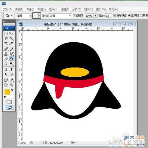如何画qq企鹅?ps路径工具绘制qq企鹅方法14