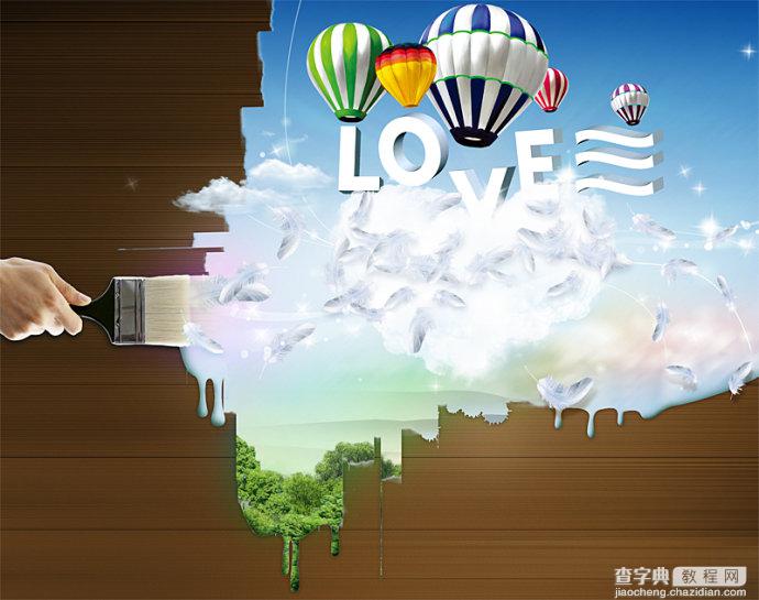 Photoshop设计制作用油漆刷出的创意天空壁纸效果10