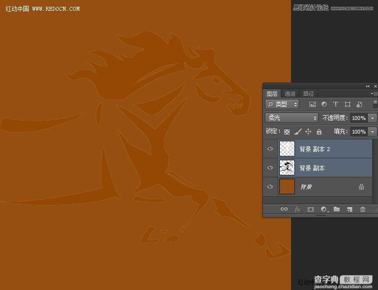 教你用Photoshop简单制作骏马壁画浮雕效果11