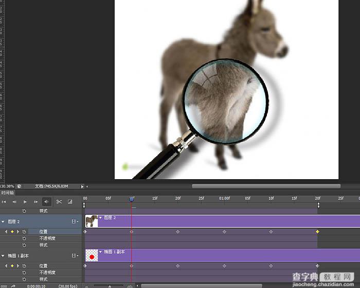 PS教程：制作有趣的放大镜扫视小毛驴图片动画效果教程16