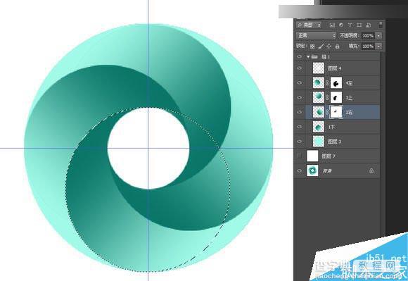 Photoshop制作三维立体风格的绿色圆形旋涡图形图标13