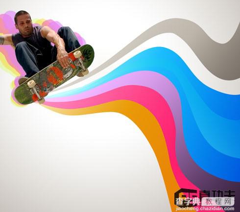 Photoshop 绚丽动感的滑板运动海报41